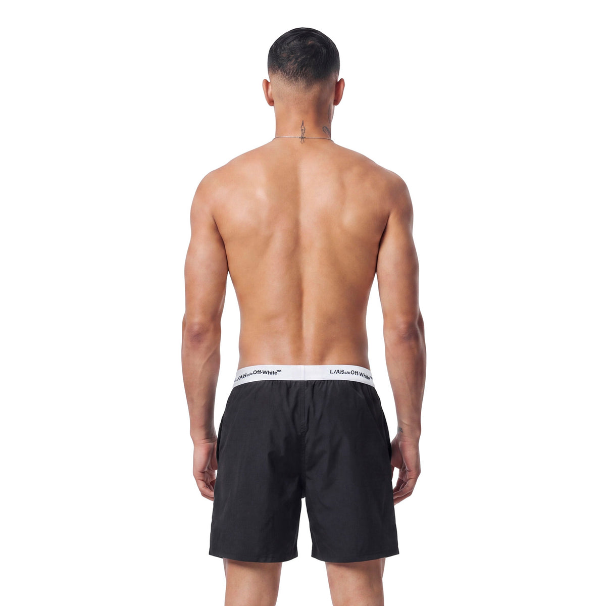 L/AB c/o Off-White Horizontal Repeat Solid Woven Boxer with Fly Black