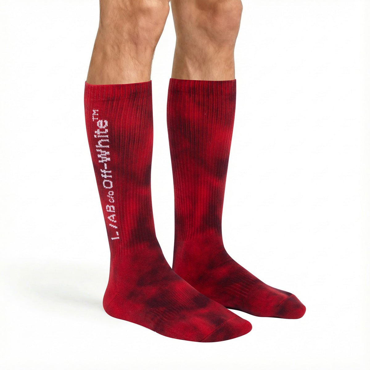 L/AB c/o Off-White Horizontal Tie Dye Mid Calf Crew Socks Black/Multi - 3PK