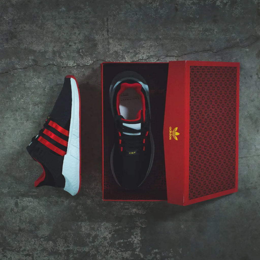 adidas Originals EQT Support 93/17 YUANXIAO in Carbon/Scarlet/Core-Black - DB2571