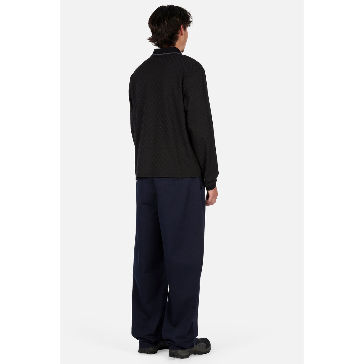 Dime Jacquard LS Polo Black