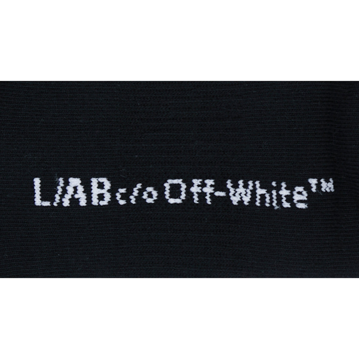 L/AB c/o Off-White Horizontal Below the Calf Quarter Socks Black - 3PK