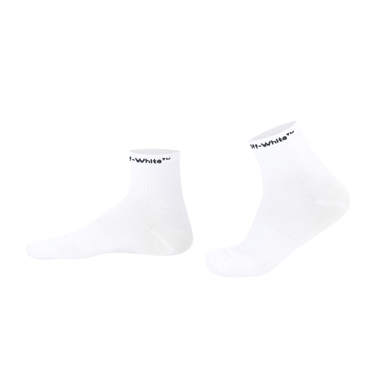 L/AB c/o Off-White Horizontal Below the Calf Quarter Socks White - 3PK