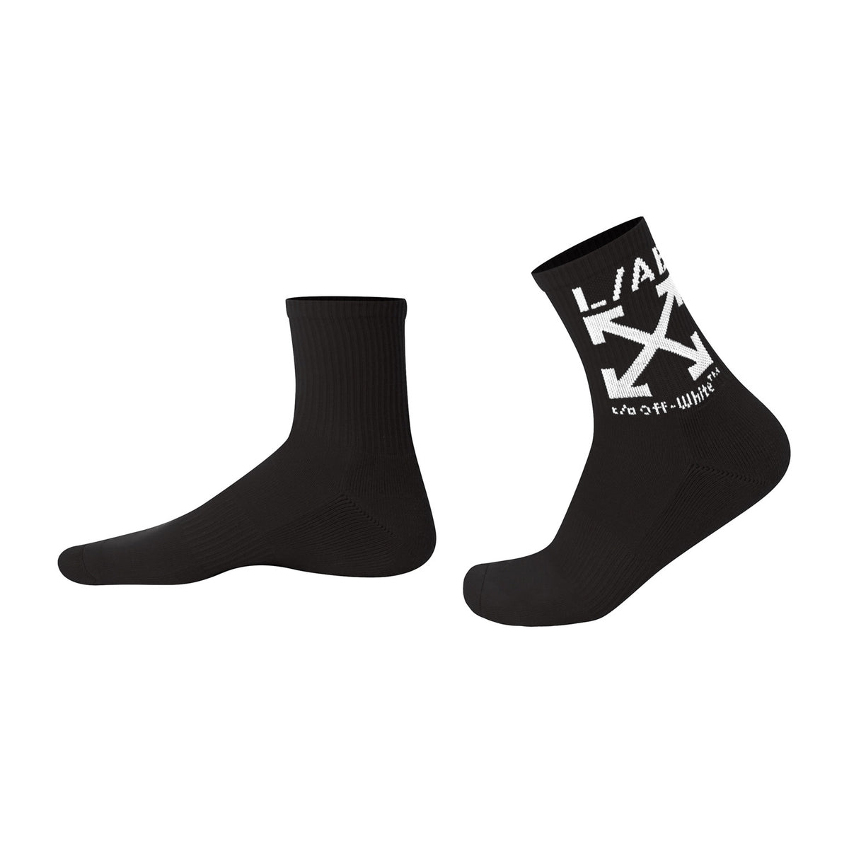 L/AB c/o Off-White Clamp Arrow Below the Calf Quarter Socks Black - 3PK
