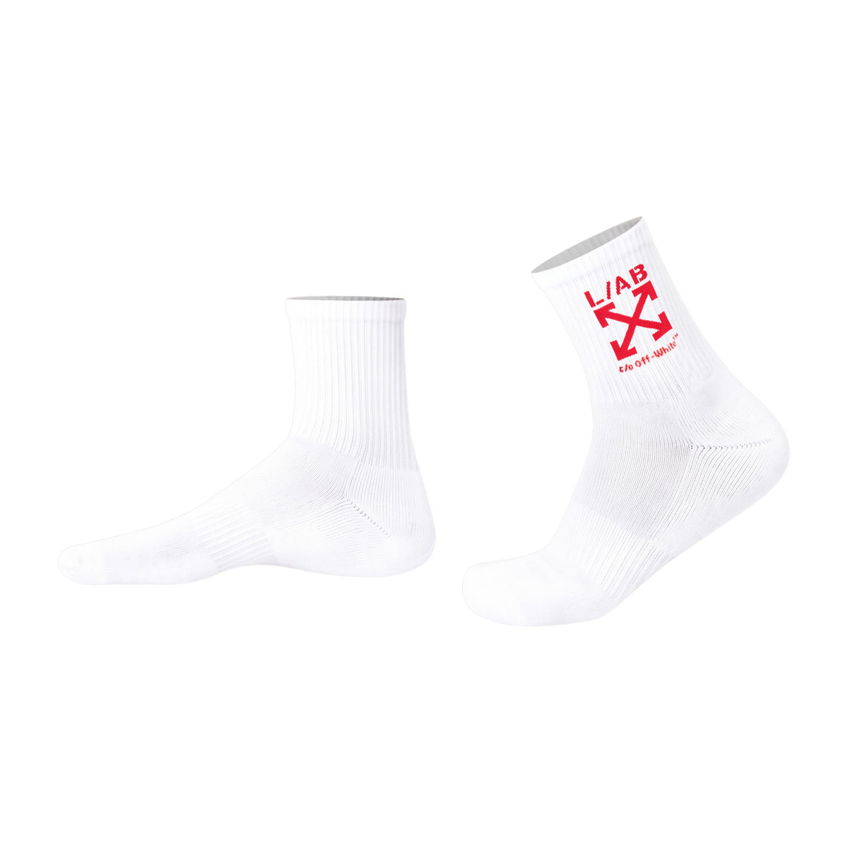 L/AB c/o Off-White Clamp Arrow Below the Calf Quarter Socks White - 3PK