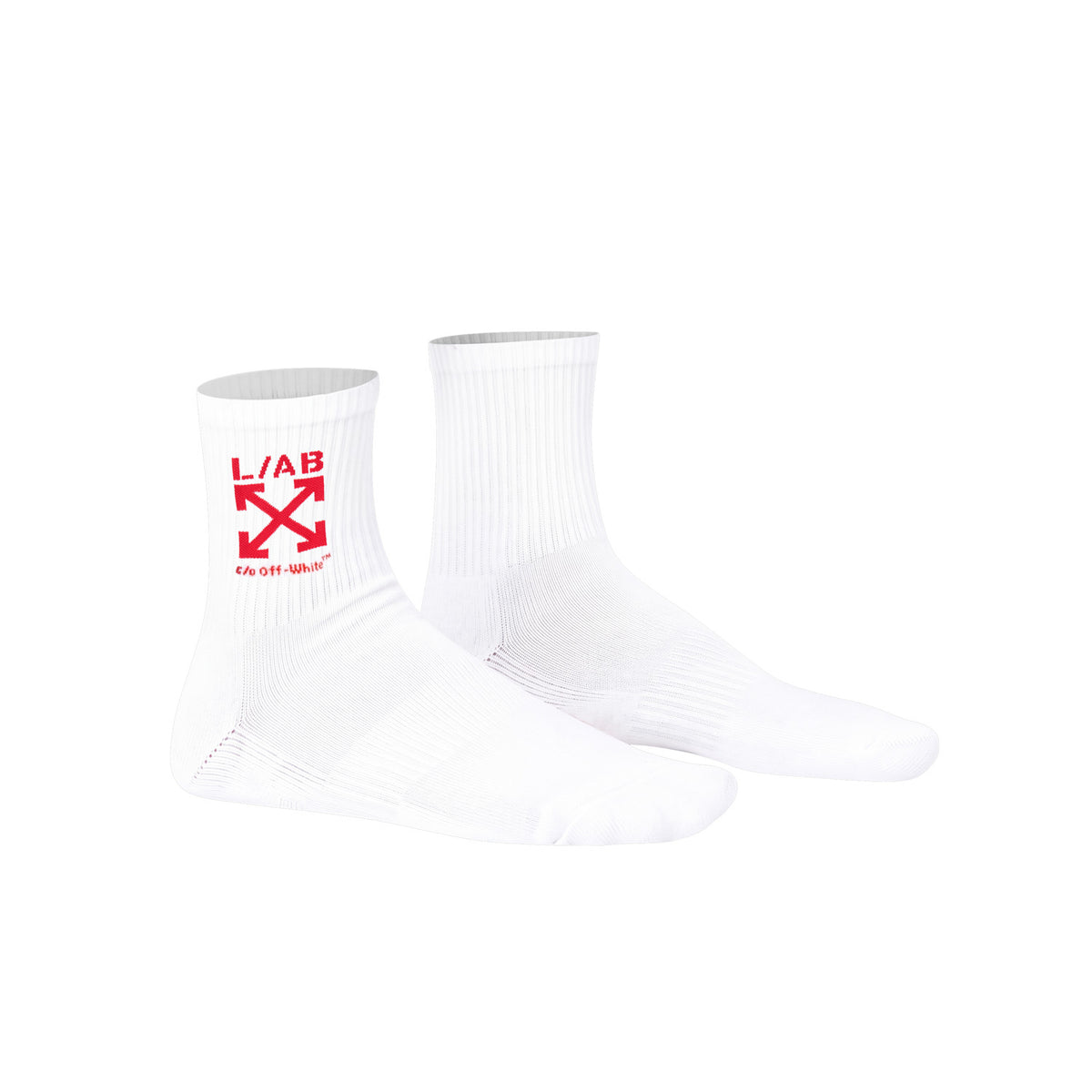 L/AB c/o Off-White Clamp Arrow Below the Calf Quarter Socks White - 3PK