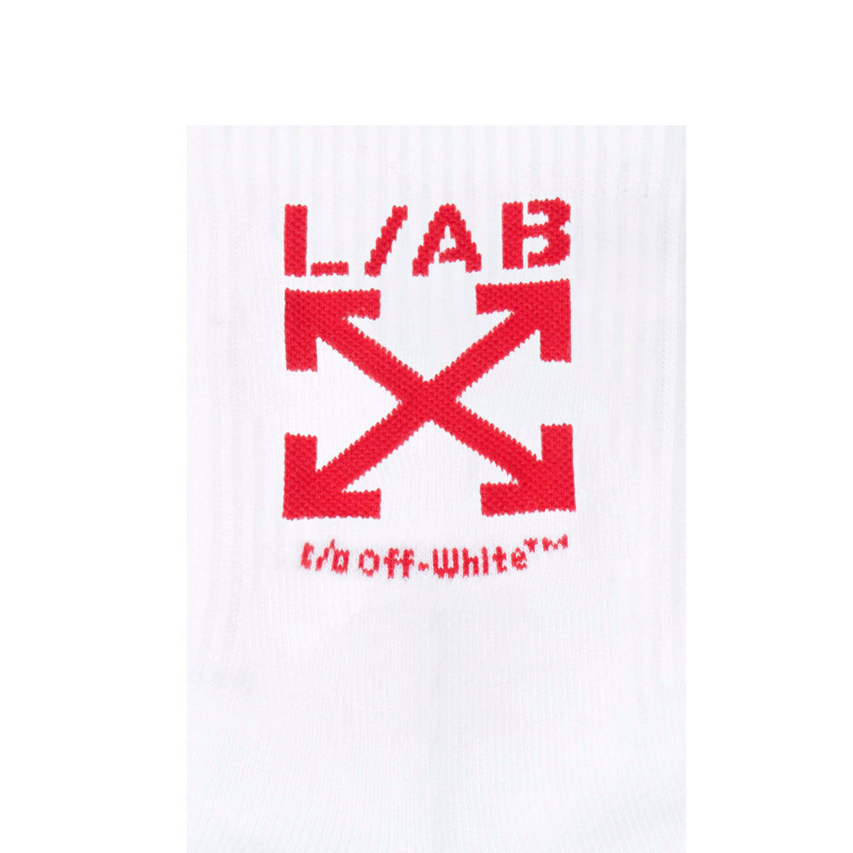 L/AB c/o Off-White Clamp Arrow Below the Calf Quarter Socks White - 3PK