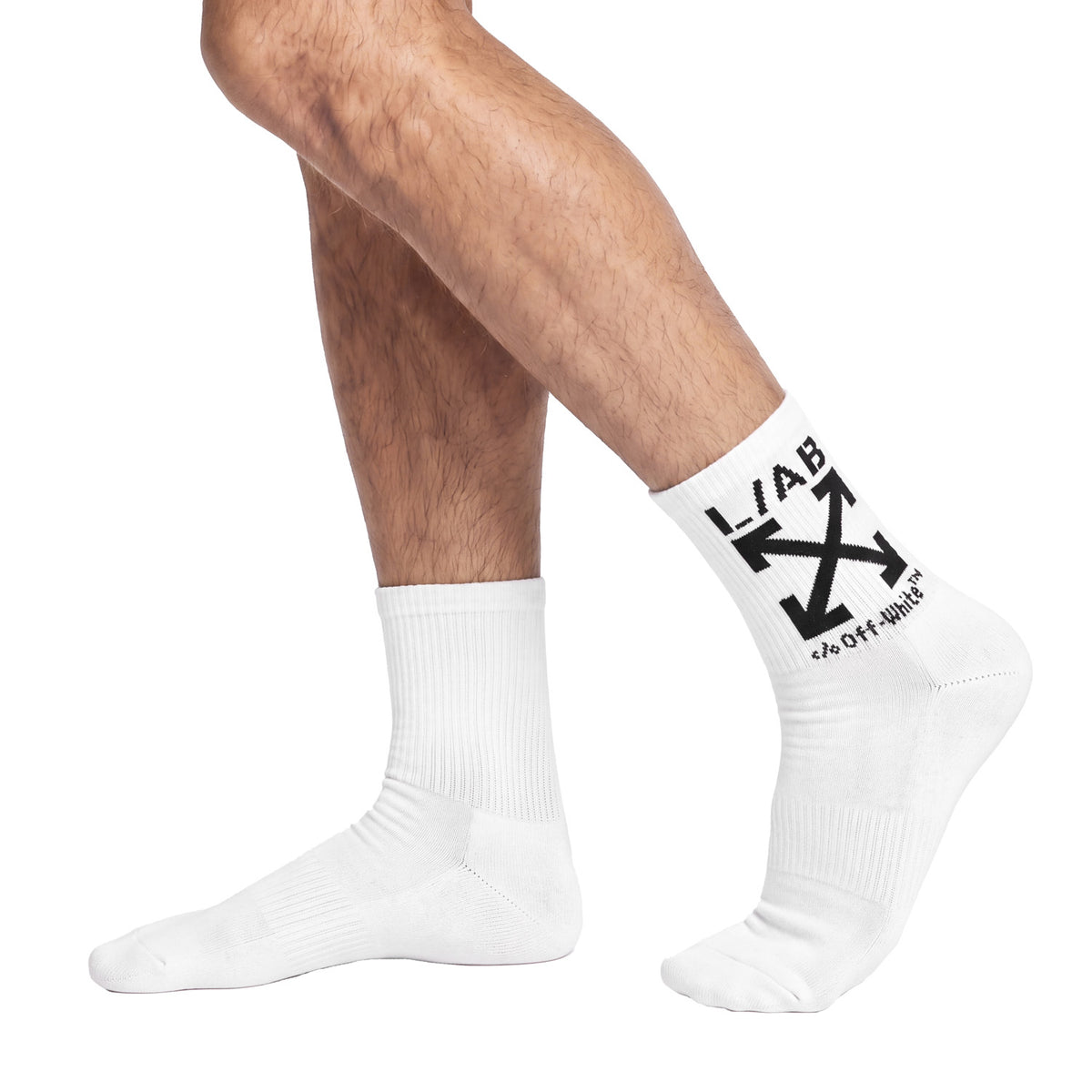 L/AB c/o Off-White Clamp Arrow Below the Calf Quarter Socks White/Multi - 3PK