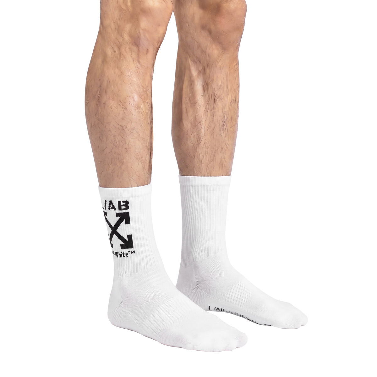 L/AB c/o Off-White Clamp Arrow Below the Calf Quarter Socks White/Multi - 3PK