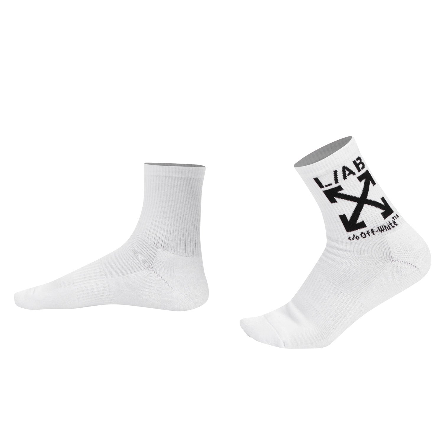 L/AB c/o Off-White Clamp Arrow Below the Calf Quarter Socks White/Multi - 3PK Secondary image