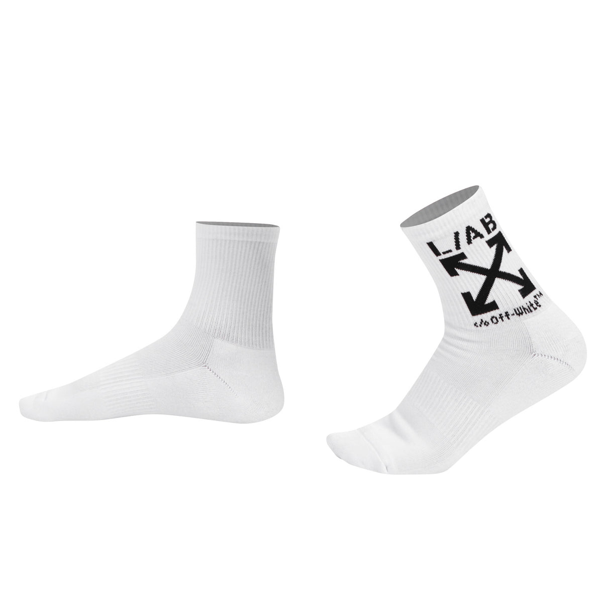 L/AB c/o Off-White Clamp Arrow Below the Calf Quarter Socks White/Multi - 3PK