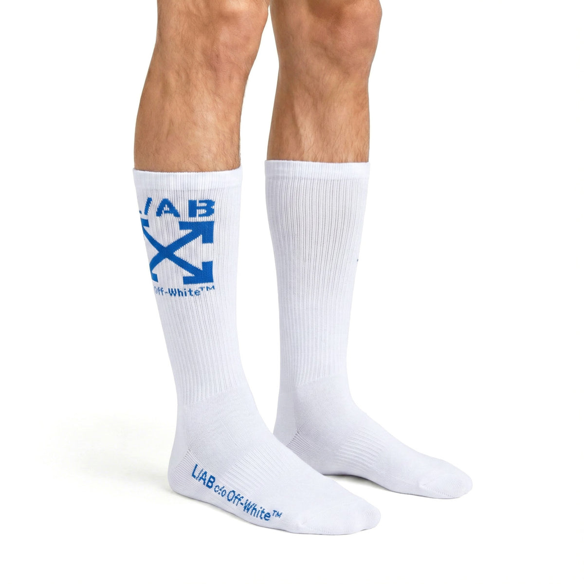 L/AB c/o Off-White Clamp Arrows Mid Calf Crew Socks White/Multi - 3PK