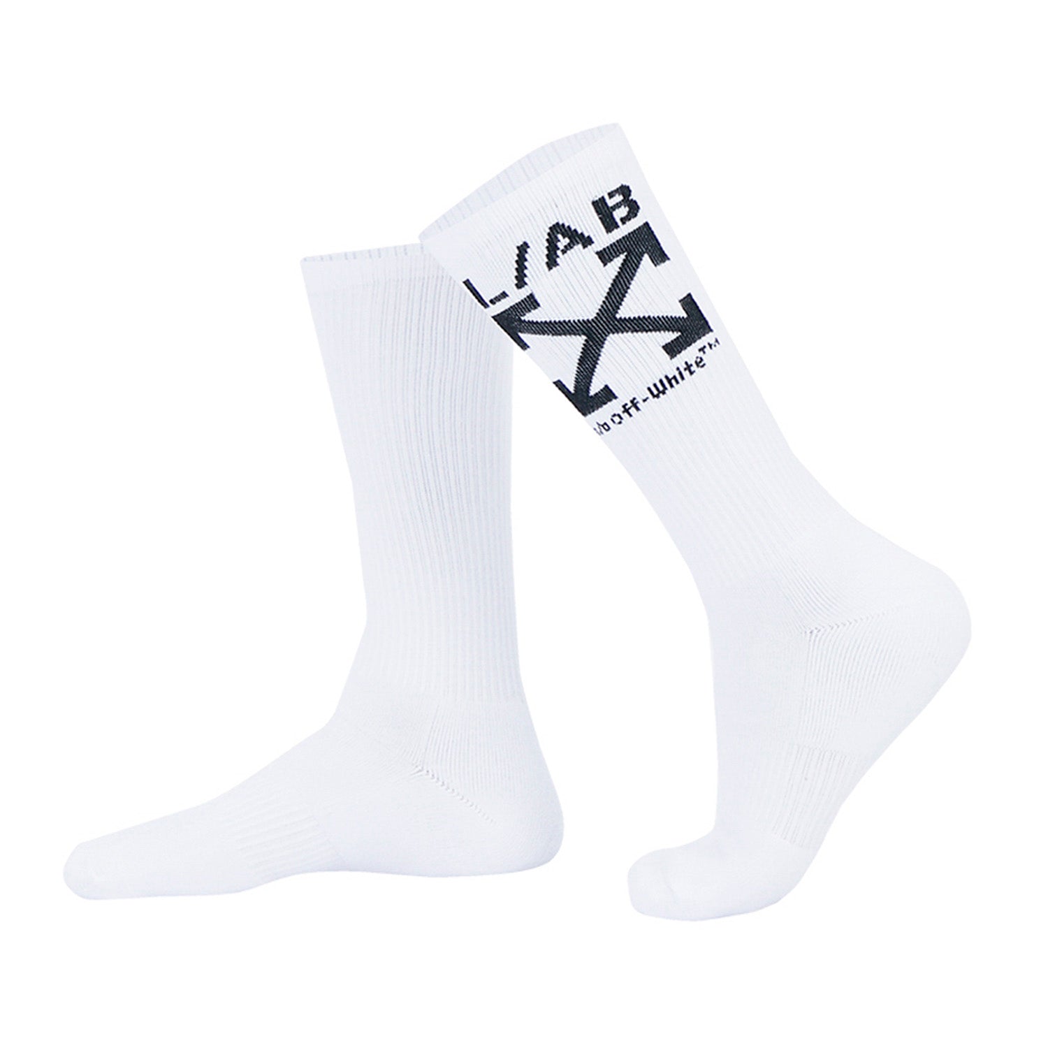 L/AB c/o Off-White Clamp Arrows Mid Calf Crew Socks White - 3PK Secondary image