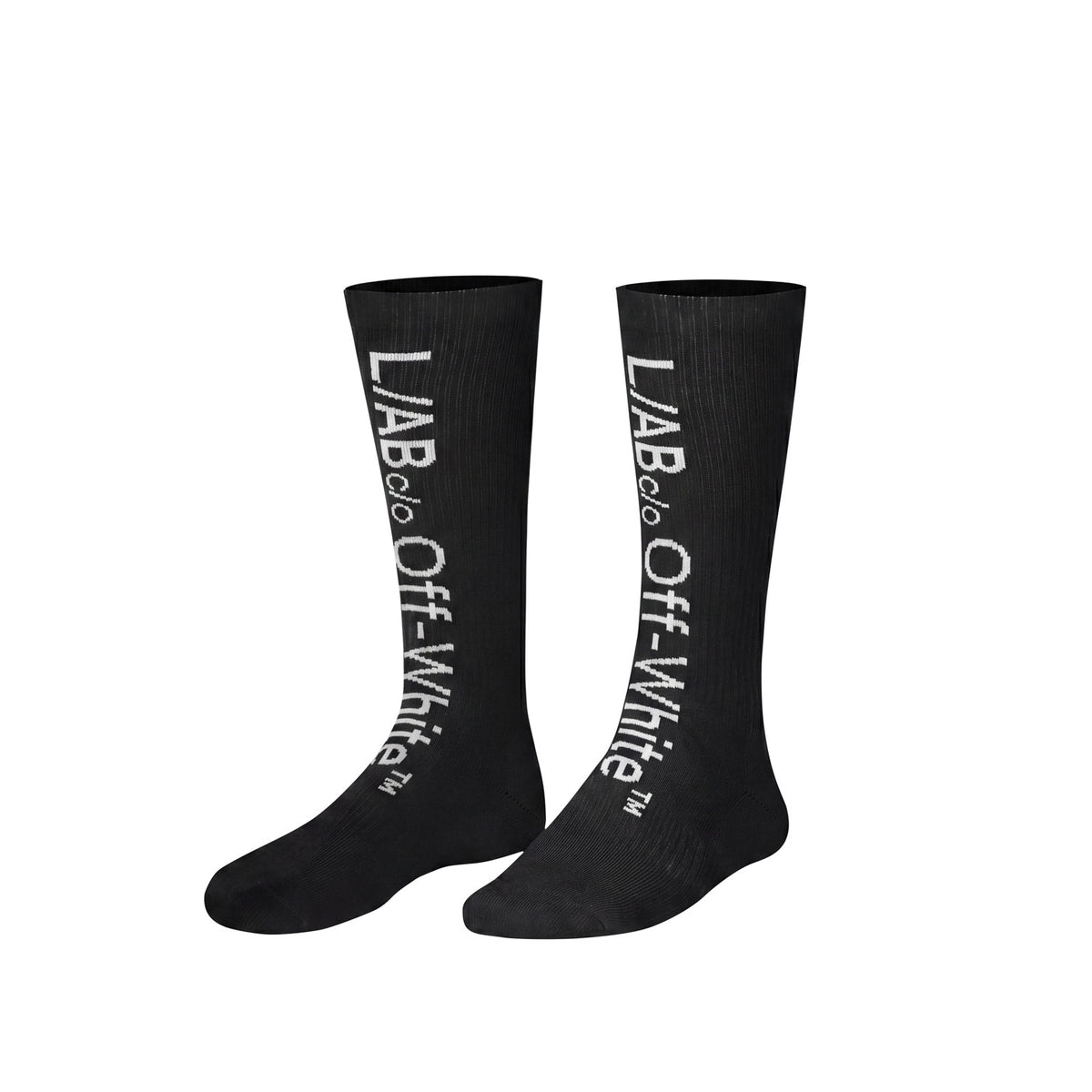 L/AB c/o Off-White Horizontal Big Logo Mid Calf Crew Socks Black - 3PK