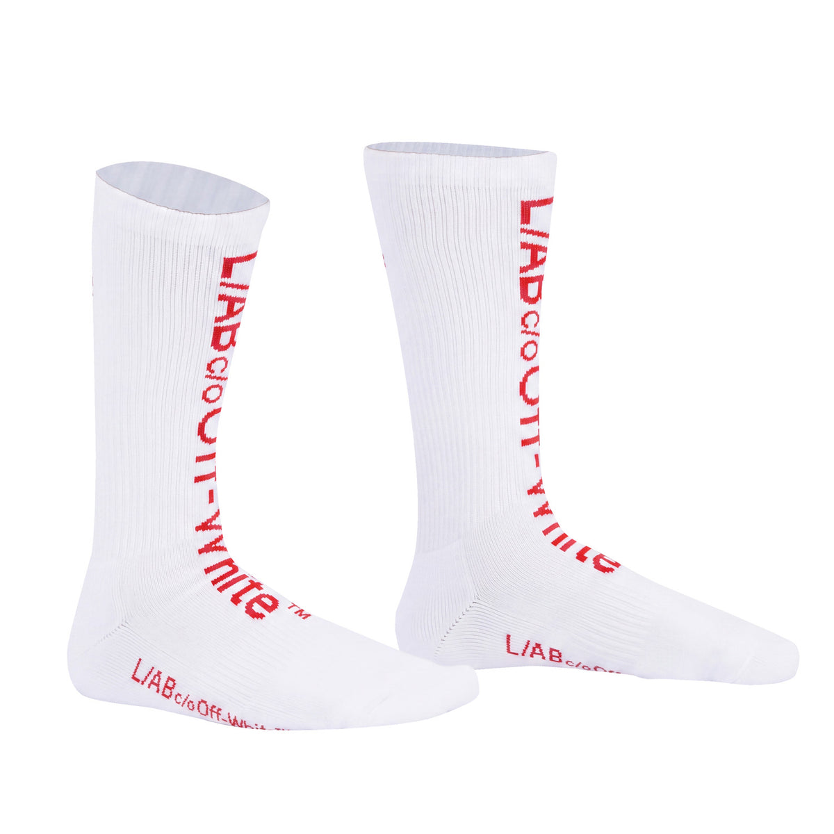 L/AB c/o Off-White Horizontal Big Logo Mid Calf Crew Socks White/Multi - 3PK