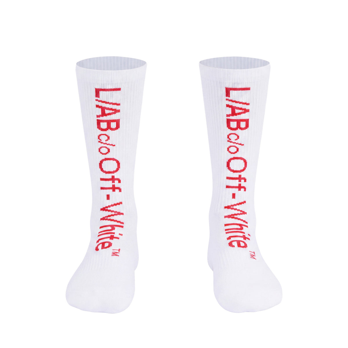 L/AB c/o Off-White Horizontal Big Logo Mid Calf Crew Socks White/Multi - 3PK