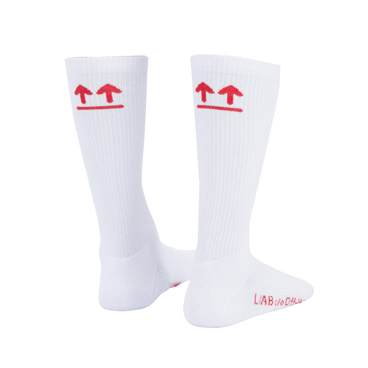L/AB c/o Off-White Horizontal Big Logo Mid Calf Crew Socks White/Multi - 3PK