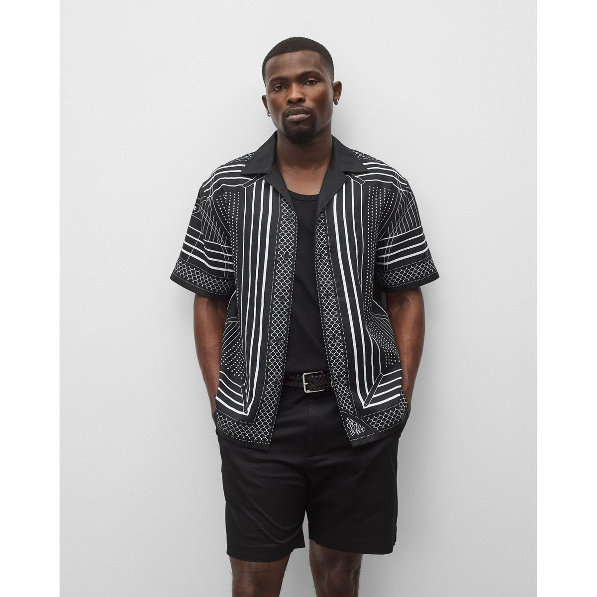 Reigning Champ Linen Arena Relaxed Camp Shirt Black White