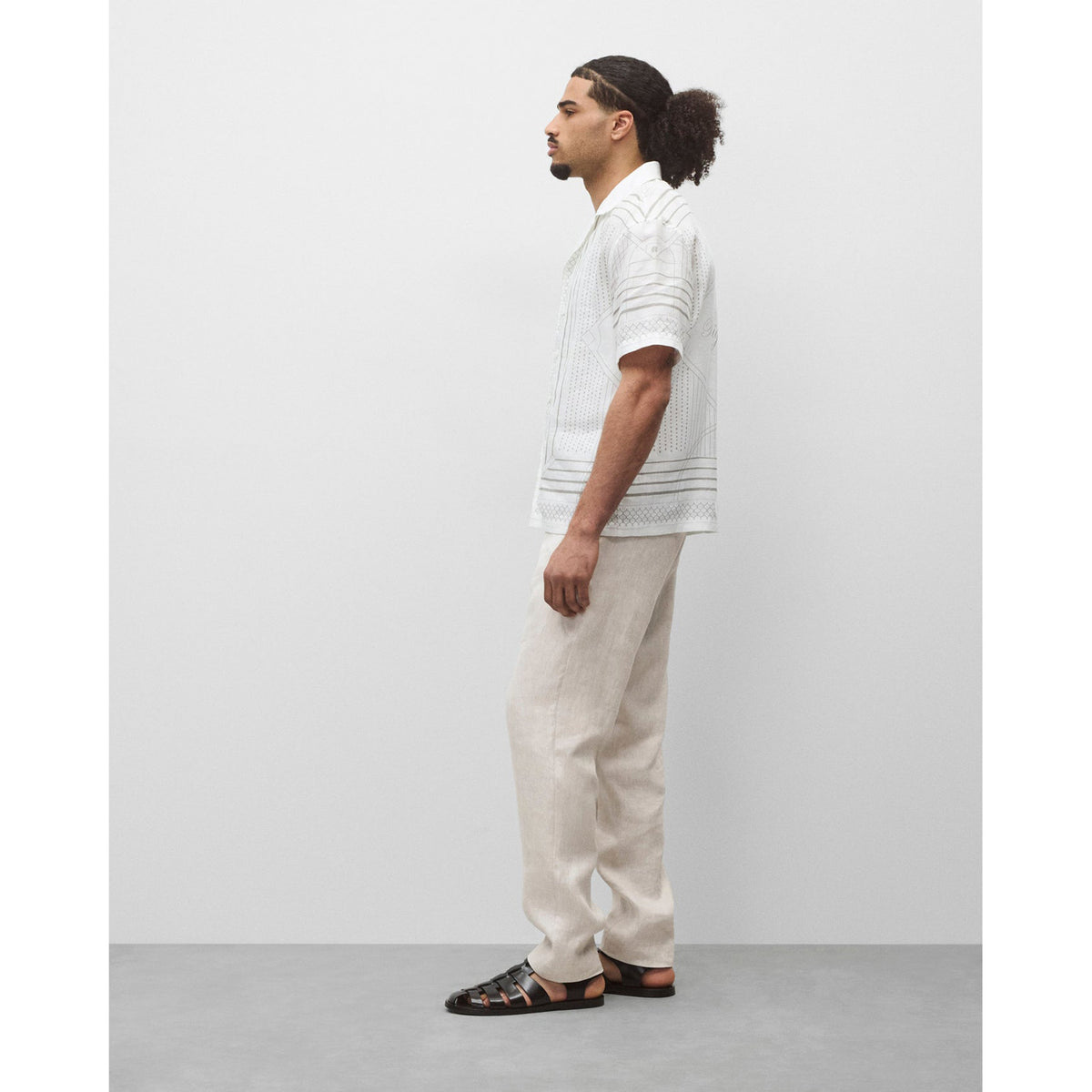 Reigning Champ Linen Arena Relaxed Camp Shirt White Concrete