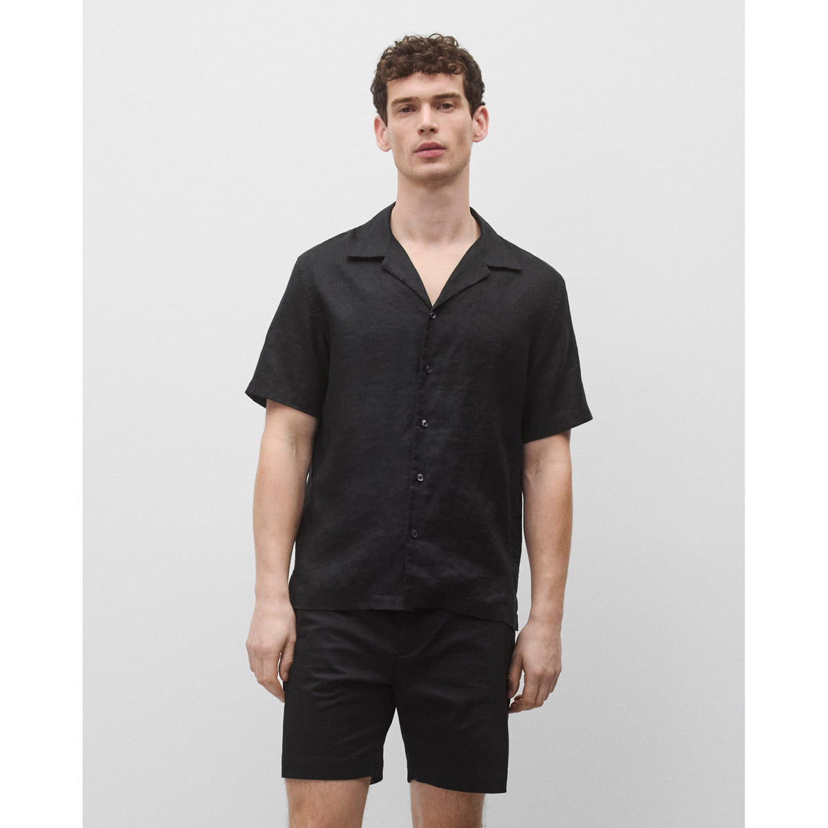 Reigning Champ Linen Retreat Standard Camp Shirt Black