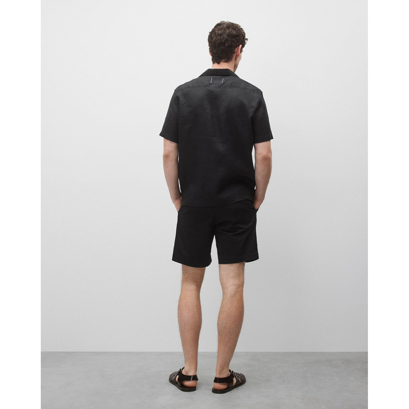 Reigning Champ Linen Retreat Standard Camp Shirt Black