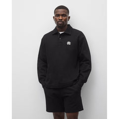 Reigning Champ Midweight Terry Monogram Standard Rugby Sweatshirt Black White