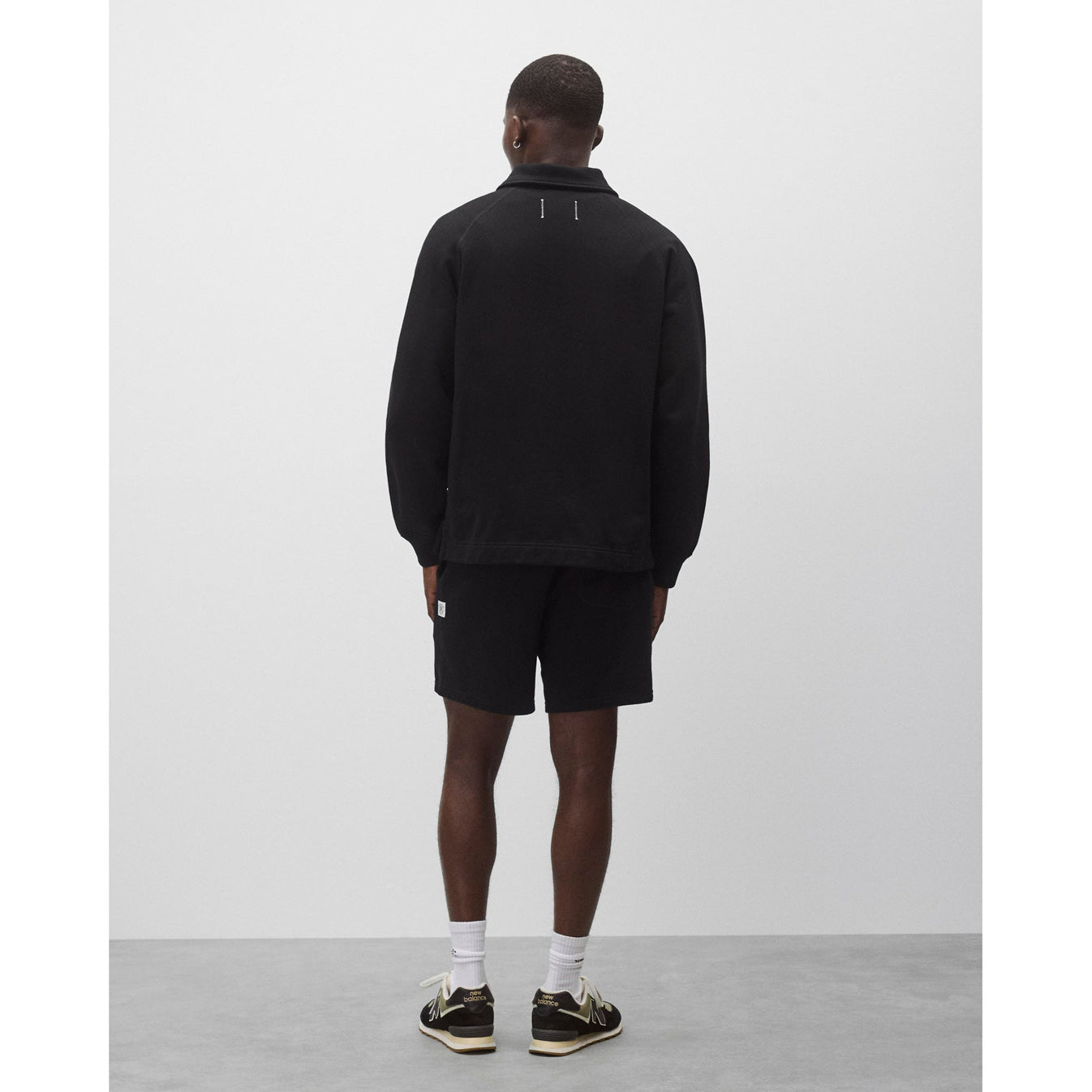 Reigning Champ Midweight Terry Monogram Standard Rugby Sweatshirt Black White