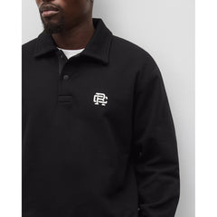 Reigning Champ Midweight Terry Monogram Standard Rugby Sweatshirt Black White