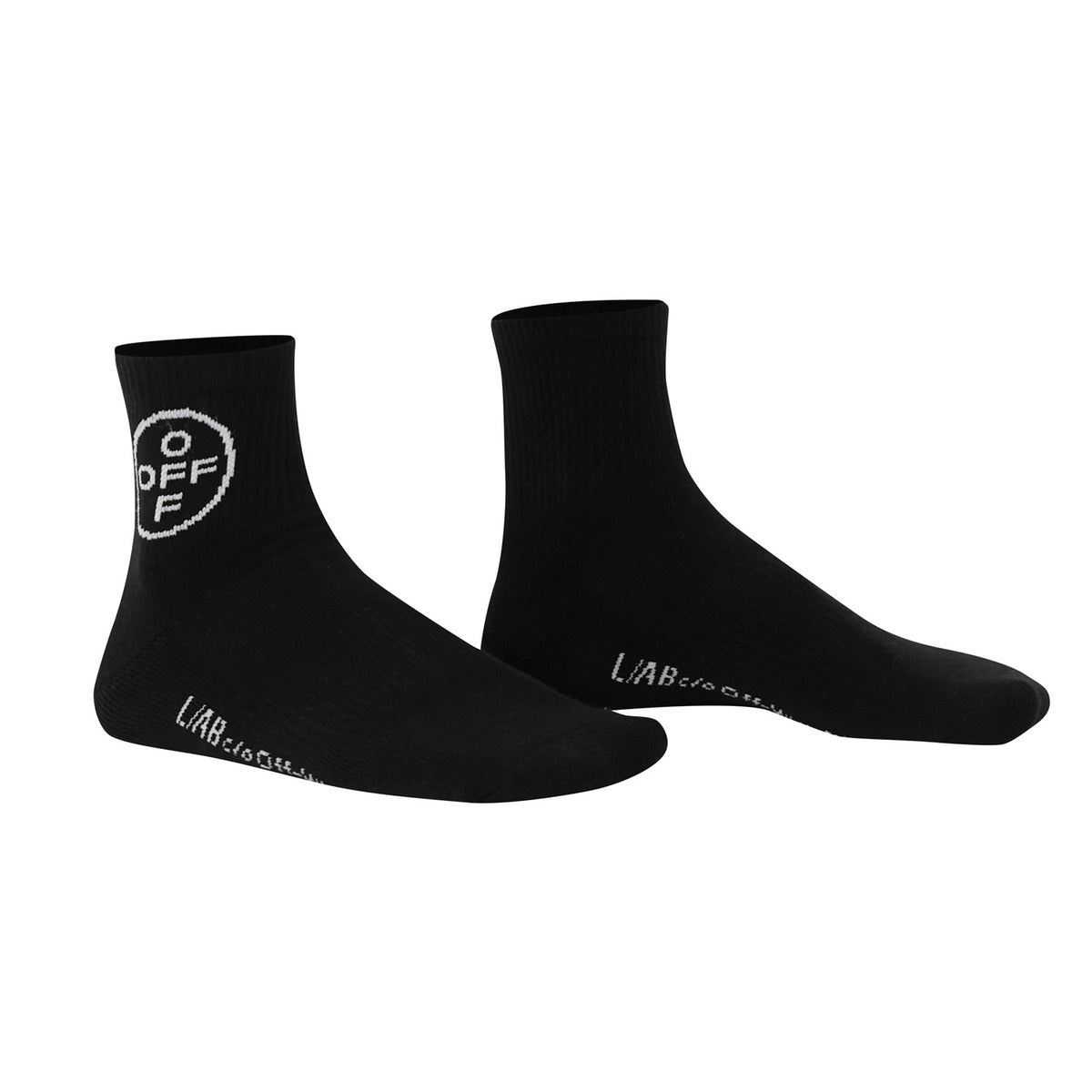 L/AB c/o Off-White Off Below The Calf Quarter Socks Black - 3PK