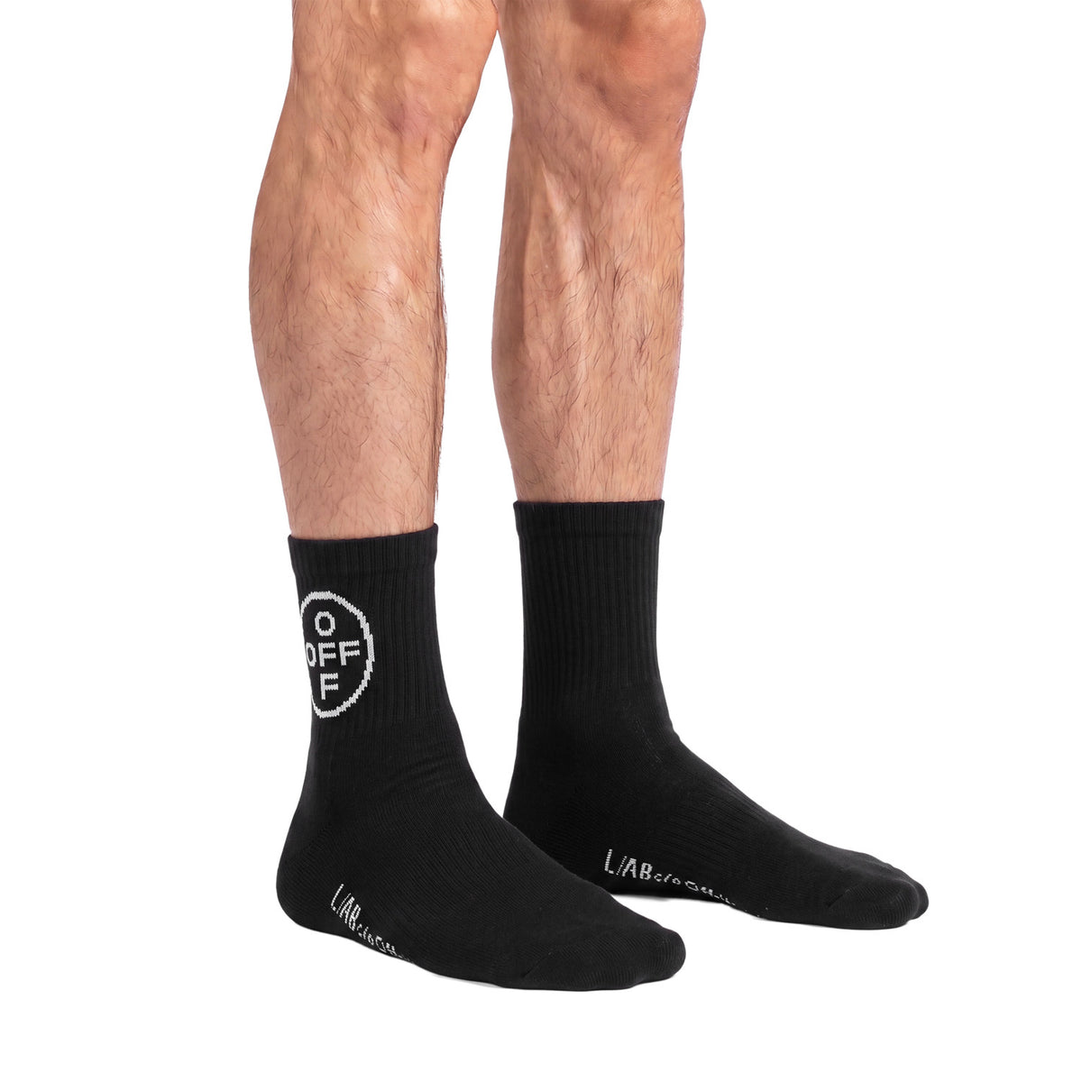 L/AB c/o Off-White Off Below The Calf Quarter Socks Black - 3PK