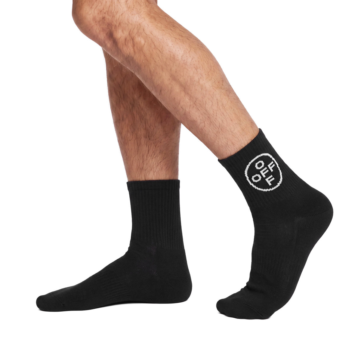 L/AB c/o Off-White Off Below The Calf Quarter Socks Black - 3PK