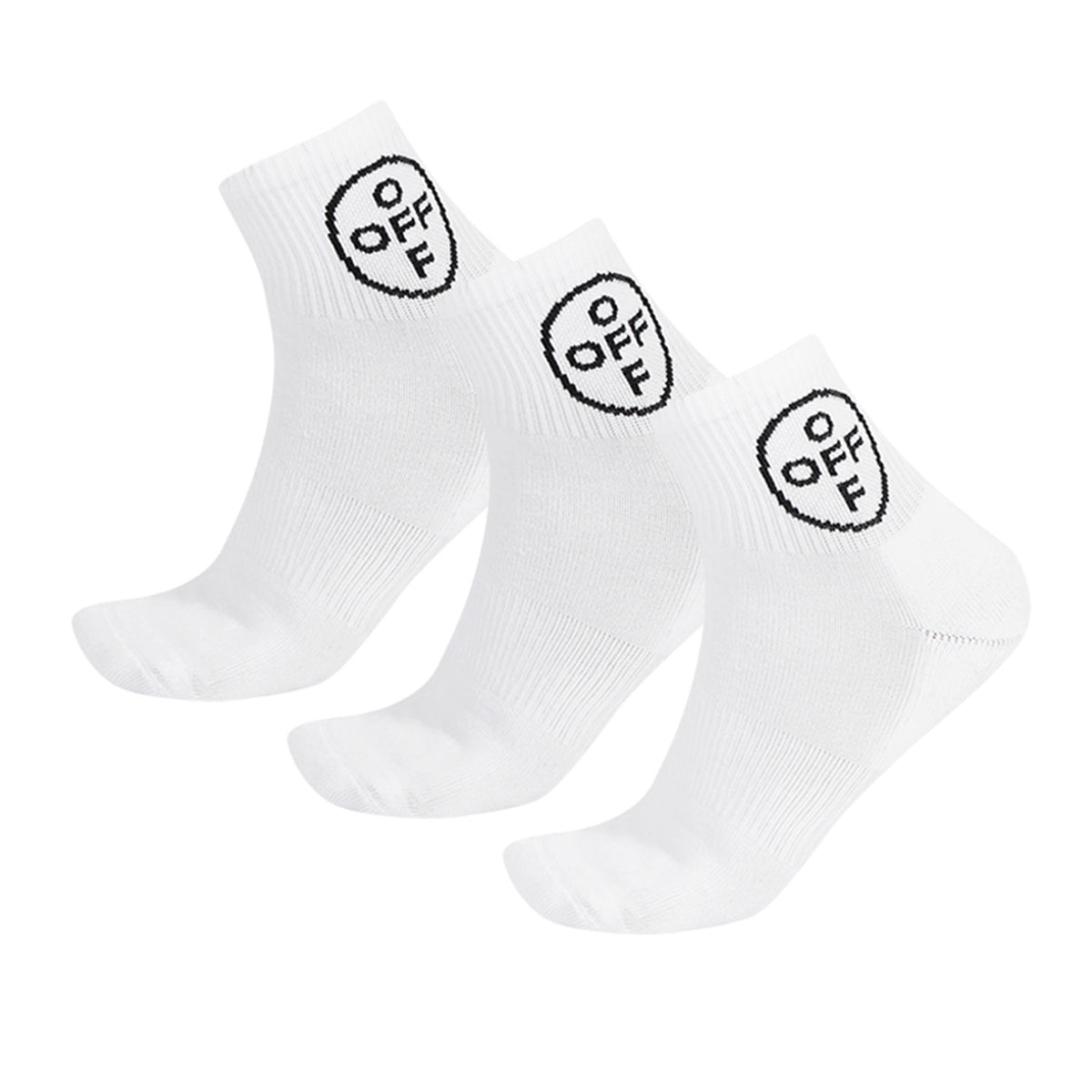 L/AB c/o Off-White Off Below The Calf Quarter Socks White - 3PK