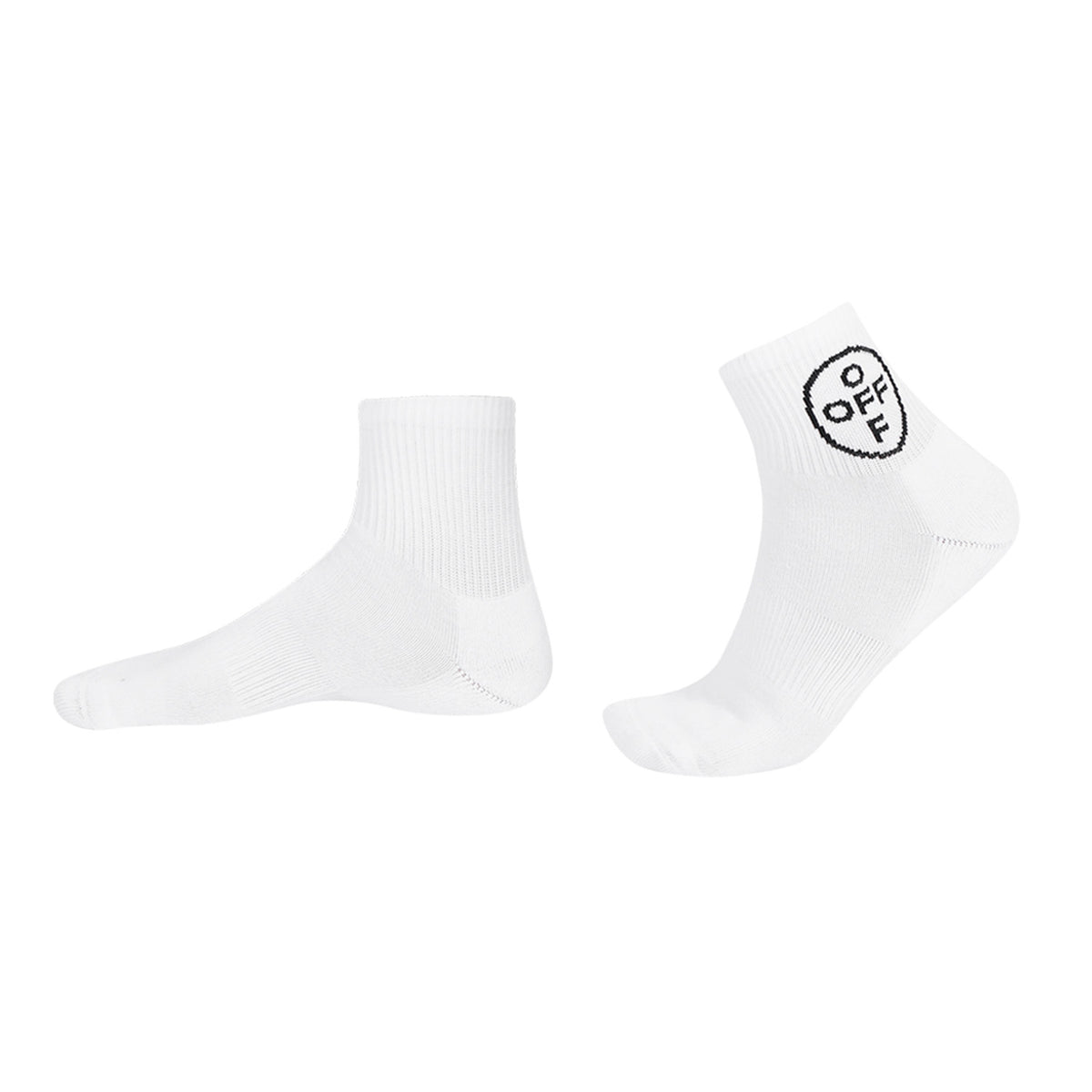 L/AB c/o Off-White Off Below The Calf Quarter Socks White - 3PK