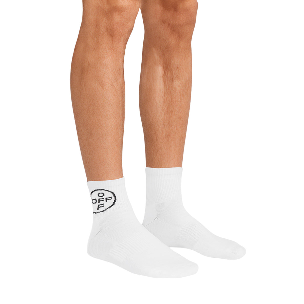 L/AB c/o Off-White Off Below The Calf Quarter Socks White - 3PK
