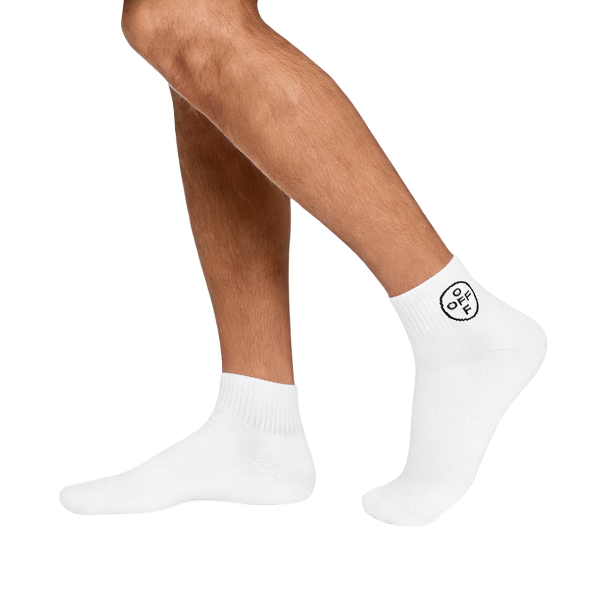 L/AB c/o Off-White Off Below The Calf Quarter Socks White - 3PK