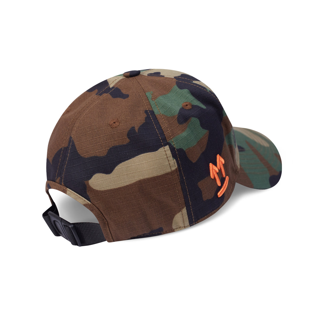 L/AB c/o Off-White Off Embroidered Pinch Front Curved Brim Camo Twill Cap Green Camo