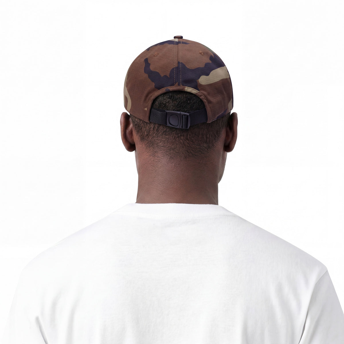 L/AB c/o Off-White Off Embroidered Pinch Front Curved Brim Camo Twill Cap Green Camo