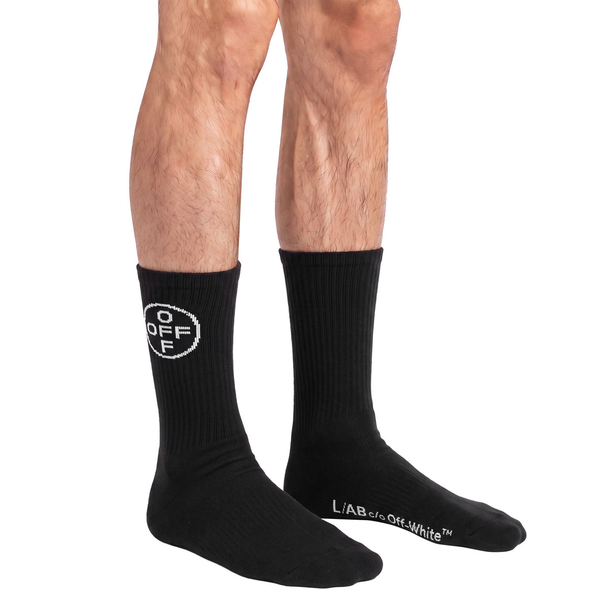 L/AB c/o Off-White Off Mid Calf Crew Socks Black - 3PK