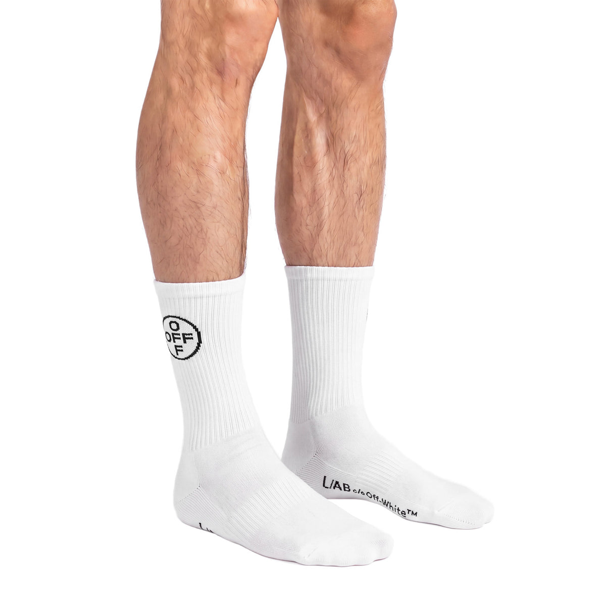 L/AB c/o Off-White Off Mid Calf Crew Socks White - 3PK