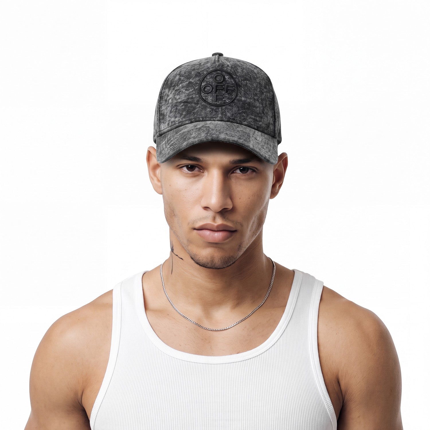 L/AB c/o Off-White Off Pinch Front Curved Brim Denim Cap Black Secondary image