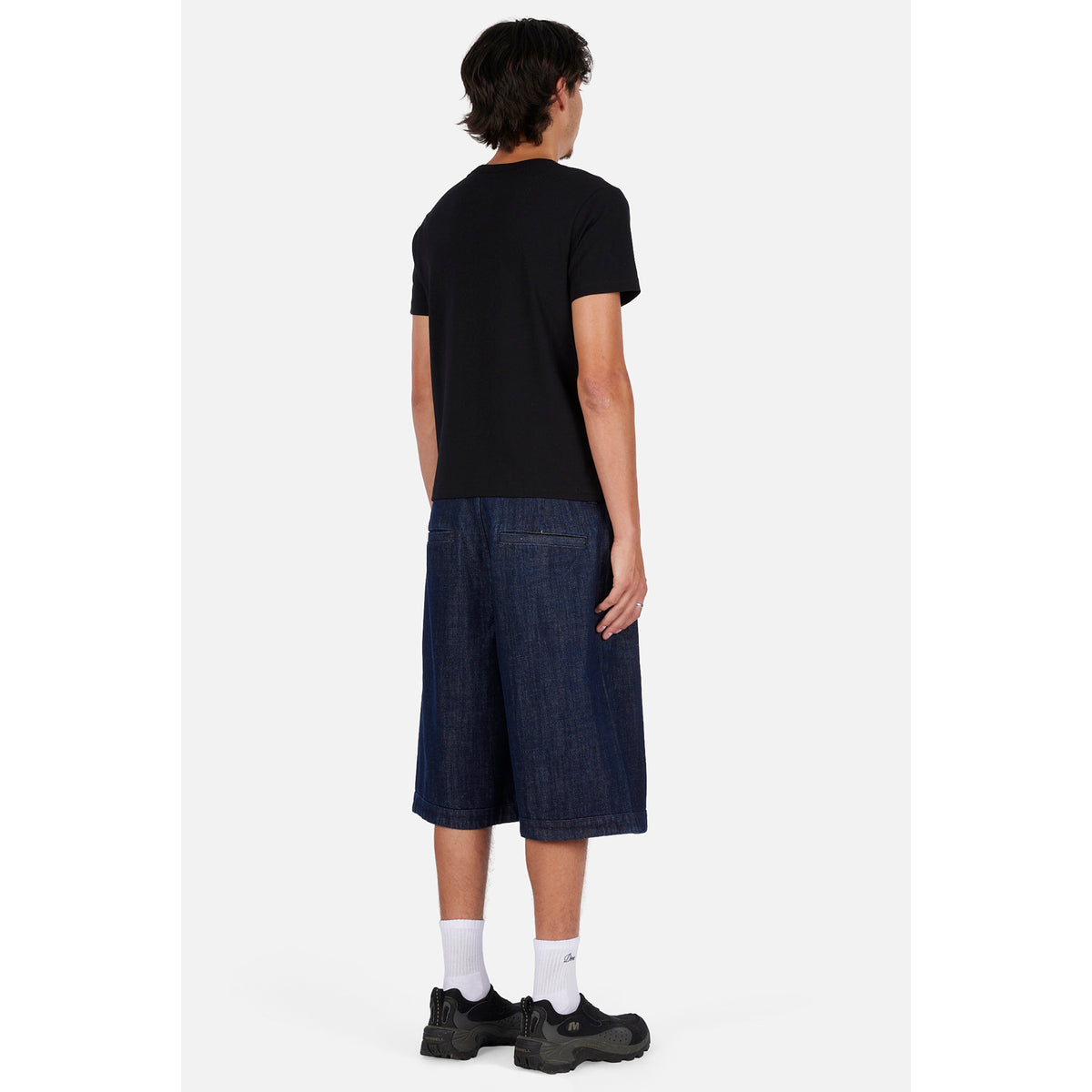 Dime Pleated Baggy Denim Shorts Indigo
