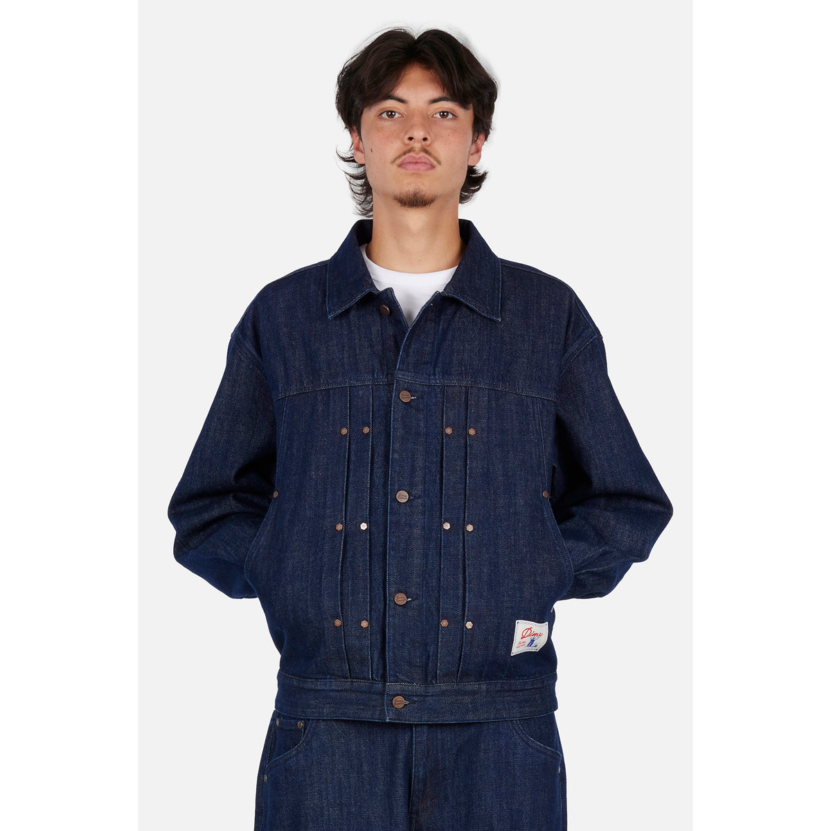 Dime Pleated Denim Jacket Reversed Indigo