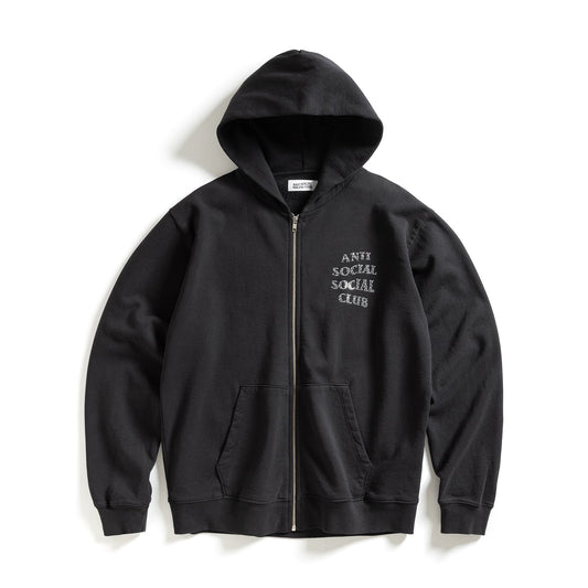 Anti Social Social Club Rhinestone Zip Up Hoodie Black