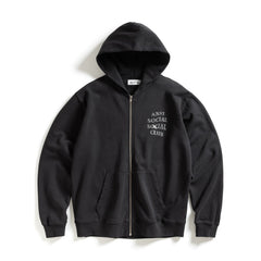 Anti Social Social Club Rhinestone Zip Up Hoodie Black