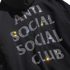 Anti Social Social Club Rhinestone Zip Up Hoodie Black