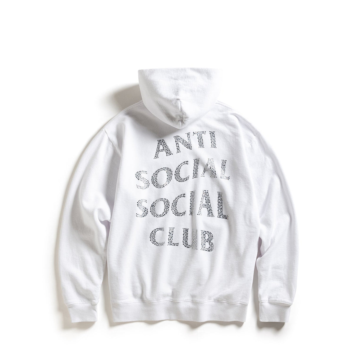 Anti Social Social Club Rhinestone Zip Up Hoodie White