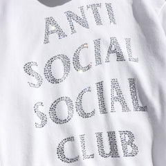 Anti Social Social Club Rhinestone Zip Up Hoodie White