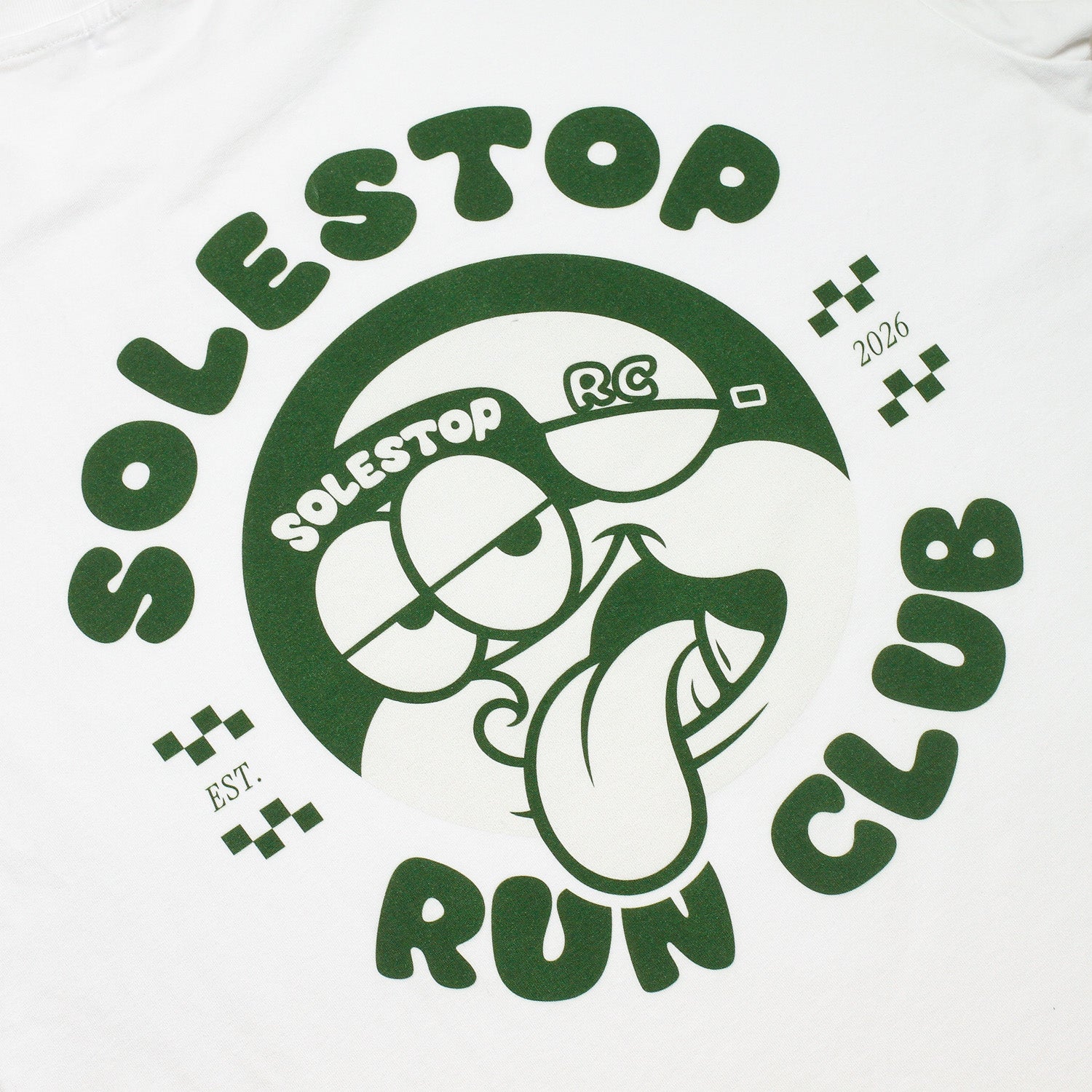 Solestop Run Club Mascot Loose Fit Boxy Cropped T-Shirt White