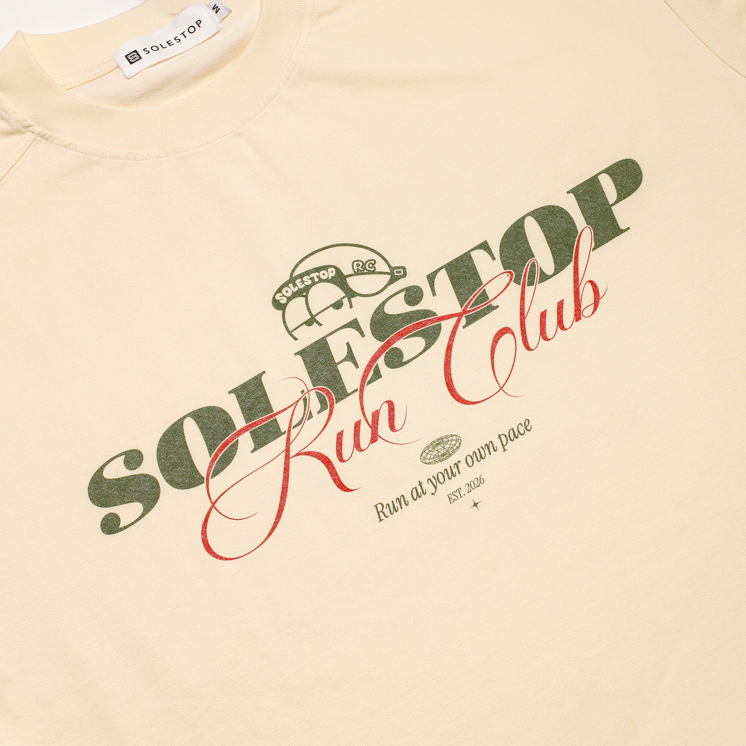 Solestop Run Club Script Overlay Boxy Cropped T-Shirt Apricot Secondary image