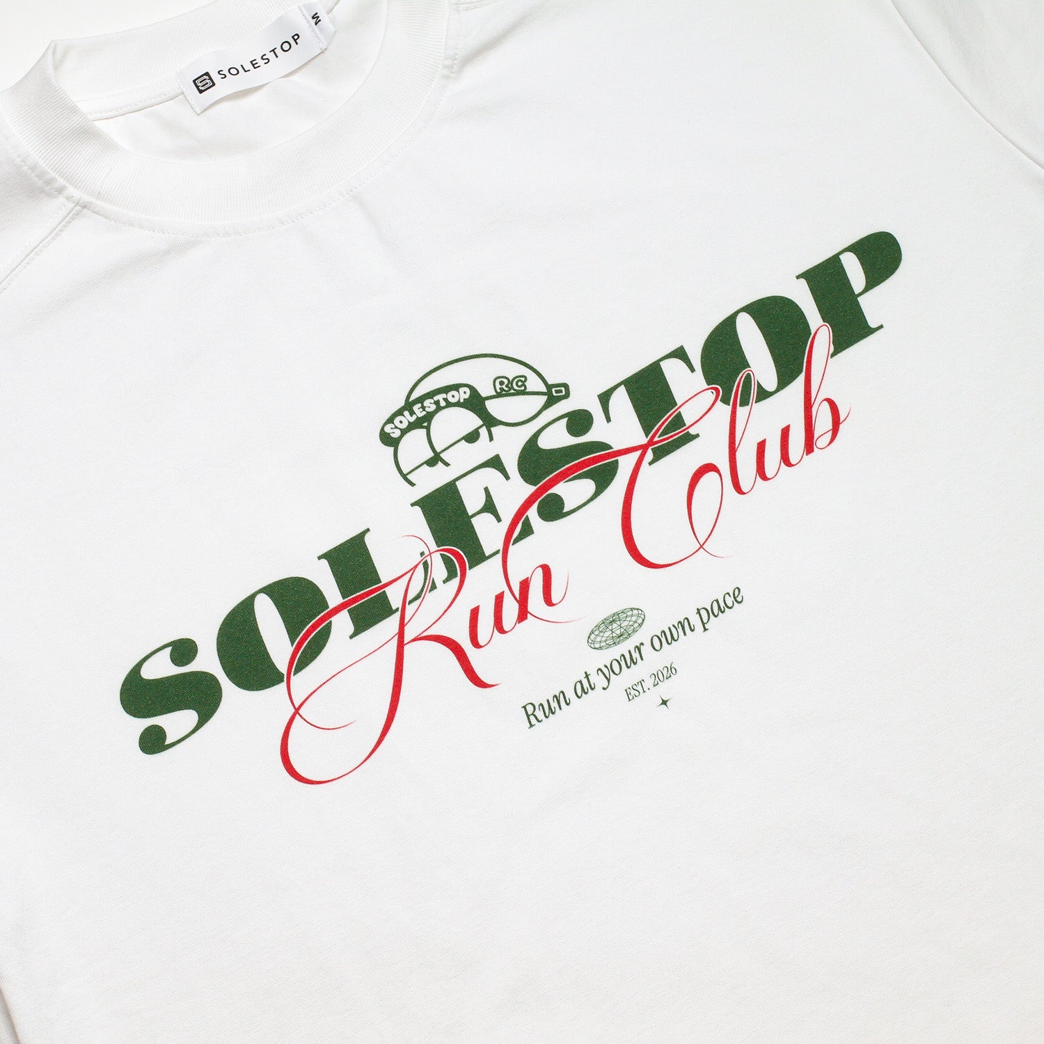 Solestop Run Club Script Overlay Boxy Cropped T-Shirt Apricot Secondary image