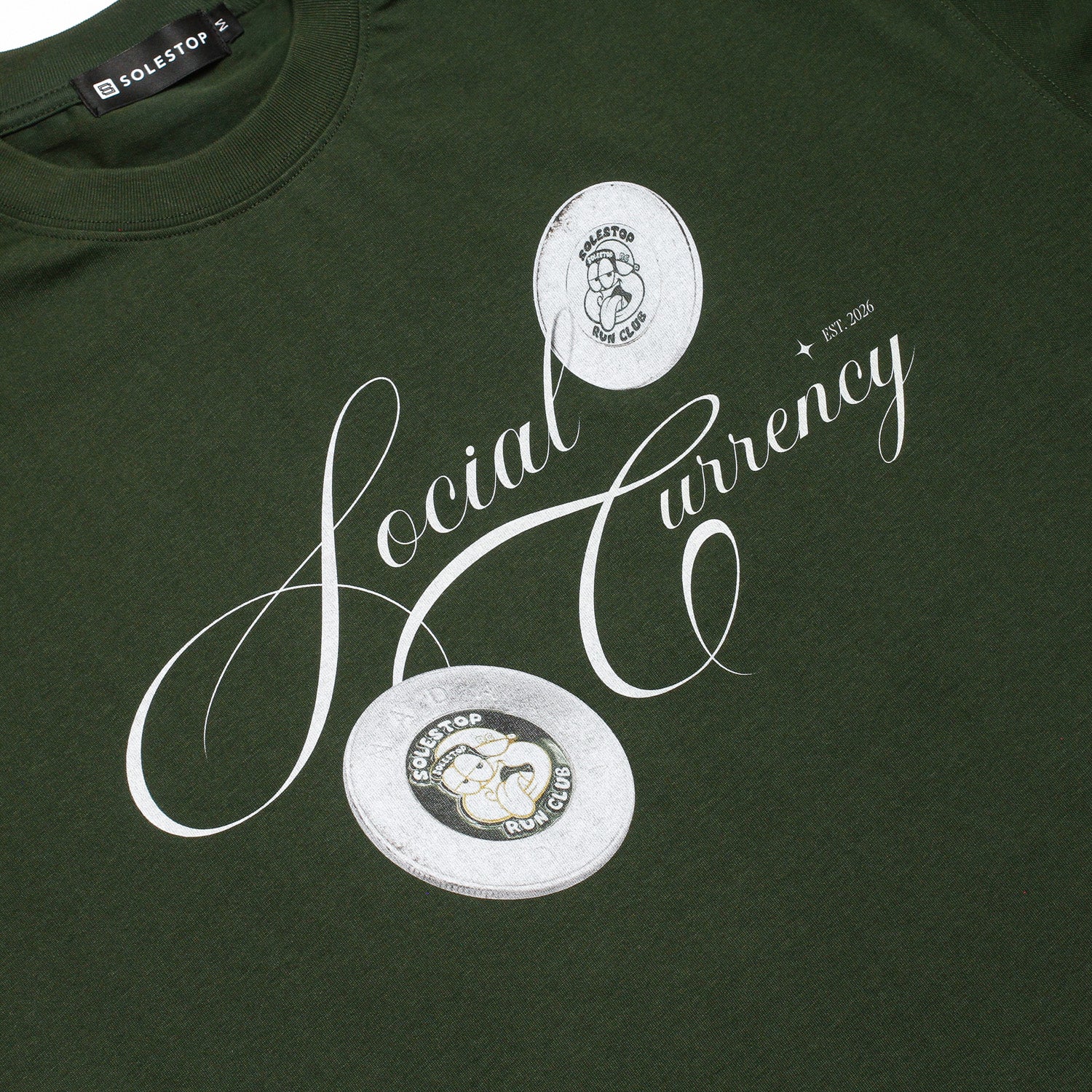Solestop Run Club Social Currency Boxy Cropped T-Shirt Dark Green Secondary image